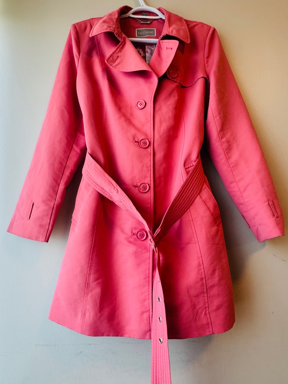 Guillaume Women's Pink Belted Trench Coat